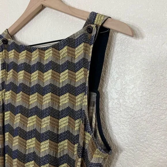 Ace & Jig Jumpsuit Metallic Jacquard Wide Leg Gold Belted Sleeveless Size L - Picture 5 of 14